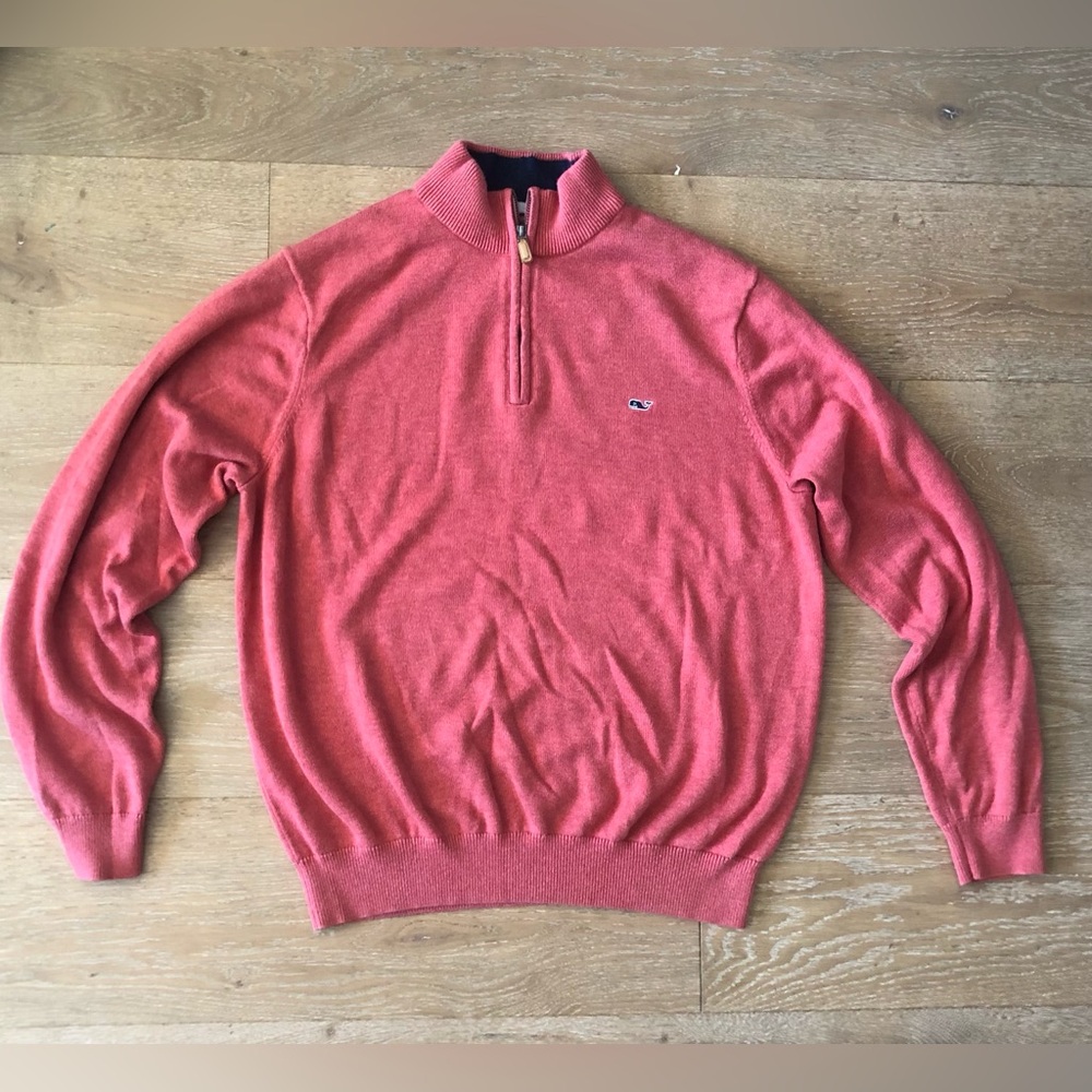 Vineyard Vines Quarter Zip 1/4 Nantucket Red Pink Large